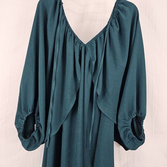 Oddy LOVELY DAY LONG SLEEVE MINI FLARE DRESSWomen's Plus Size 3XL Emerald Green - Picture 9 of 9
